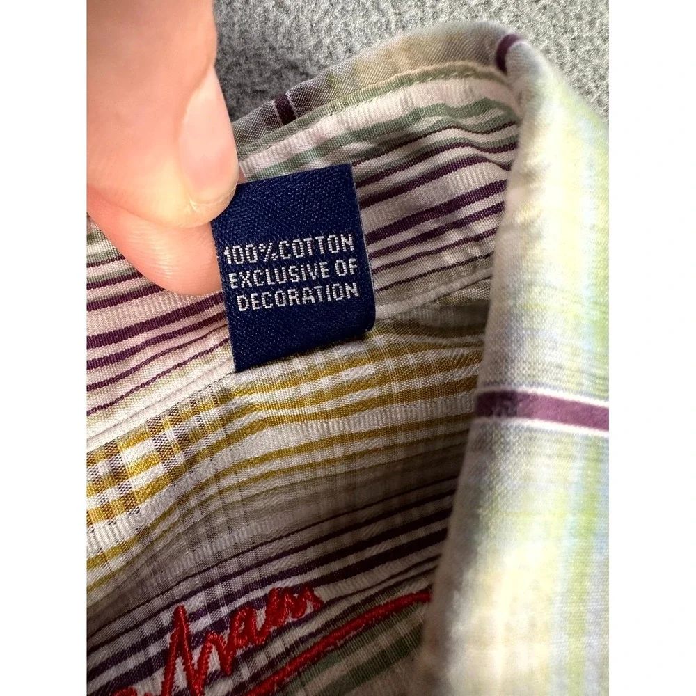 Robert Graham Shirt XL Green Purple Geometric Window Pane Colorful Flip Cuff